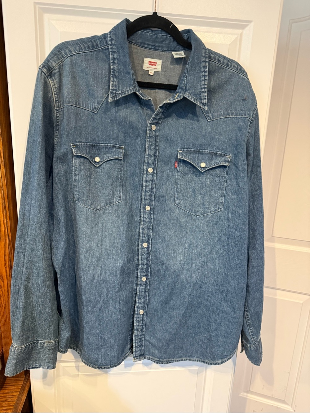 Levi's Denim Western Style Shirt in Blue with Red Logo